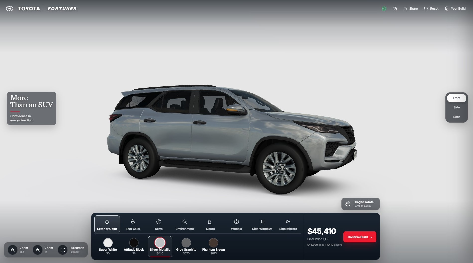 3D car configurator for an SUV built with PlayCanvas and WebGL